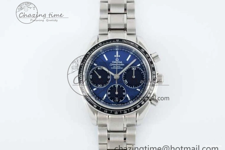 1222 UrbanChic Speedmaster Racing Master SS HKF Best Edition Blue Black Dial on SS Bracelet A 7808